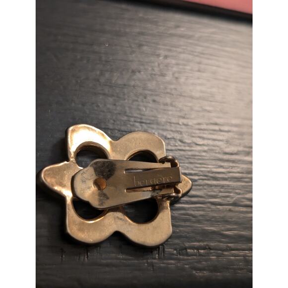 Vintage Signed Bergere Gold Tone Clip On Earrings - Picture 4 of 5